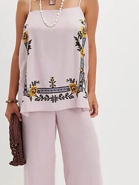 Free People Sightseer Embriodered Linen Set